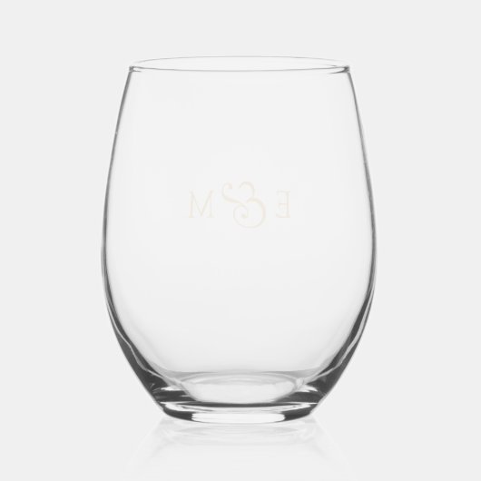 Elegant Monogram Wedding Wijnglas Zonder Voet (Achterkant)