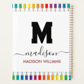 Elegant Monogram white black Script Office School Planner (Achterkant)