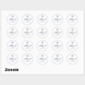 Elegant Monogram White en Blue Shell Ronde Sticker (Vel)