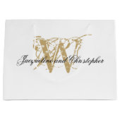 Elegant Monogram White en Gold Classic Weddenschap Groot Cadeauzakje (Voorkant)