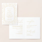 Elegant Monogram White Gold Classic Floral Wedding Folie Kaarten (Display)