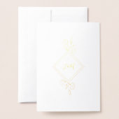 Elegant Monogram White Gold Classic Floral Wedding Folie Kaarten (Met envelop)