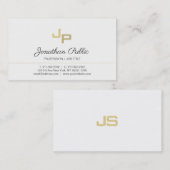 Elegant Monogram White Gold Minimalistics Plain Visitekaartje (Voorkant / Achterkant)