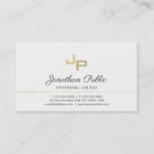 Elegant Monogram White Gold Minimalistics Plain Visitekaartje (Voorkant)