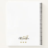 Elegant Monogram White Gold Script Initiaal Name Notitieboek (Achterkant)