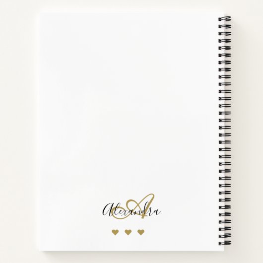 Elegant Monogram White Gold Script Initiaal Name Notitieboek (Achterkant)