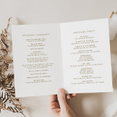 Elegant Monogram White Gold Wedding Folded Program