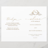 Elegant Monogram White Gold Wedding Folded Program (Voorkant)