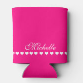 Elegant Monogram White Harten Roze Blikjeskoeler (Achterkant)