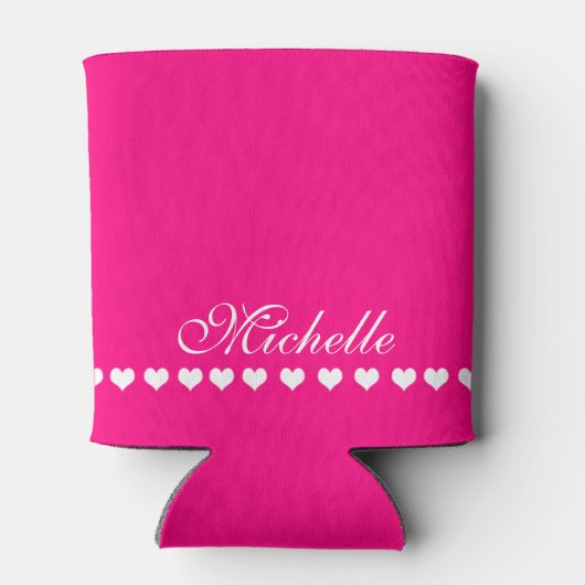 Elegant Monogram White Harten Roze Blikjeskoeler (Achterkant)