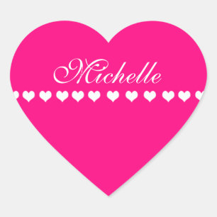 Elegant Monogram White Harten Roze Hart Sticker