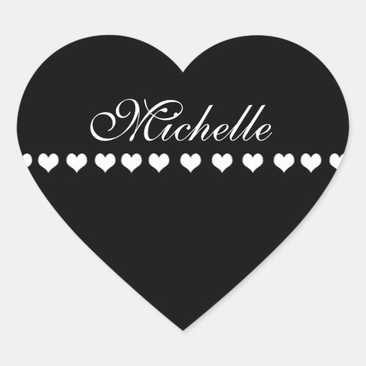 Elegant Monogram White Hearts Black Hart Sticker (Voorkant)