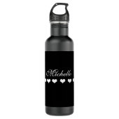 Elegant Monogram White Hearts Black Waterfles (Voorkant)