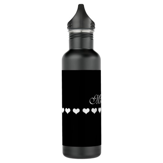 Elegant Monogram White Hearts Black Waterfles (Links)