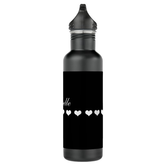 Elegant Monogram White Hearts Black Waterfles (Rechts)