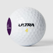 Elegant Monogram White Hearts Eggplant Paars Golfballen (Logo)