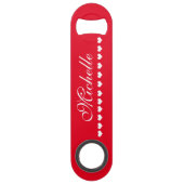 Elegant Monogram White Hearts Red Speed Flessenopener (Voorkant)