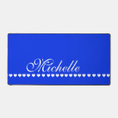 Elegant Monogram White Hearts Royal Blue Bureaumat (Voorkant)