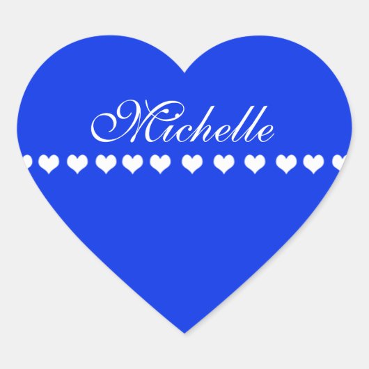 Elegant Monogram White Hearts Royal Blue Hart Sticker (Voorkant)