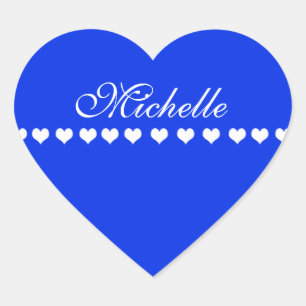 Elegant Monogram White Hearts Royal Blue Hart Sticker