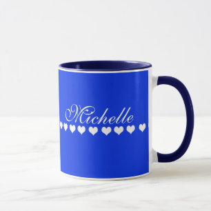 Elegant Monogram White Hearts Royal Blue Mok
