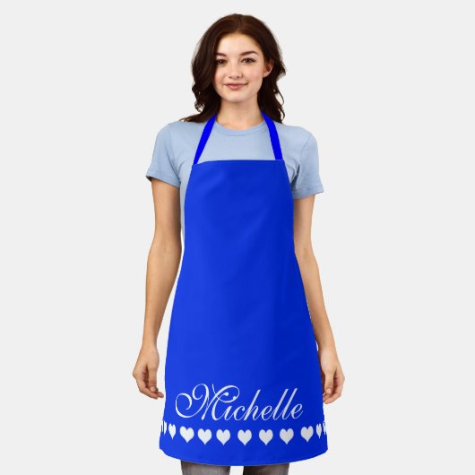 Elegant Monogram White Hearts Royal Blue Schort (Gedragen)