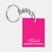 Elegant Monogram White hoort helder roze Sleutelhanger (Voorkant Links)