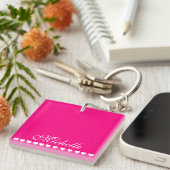 Elegant Monogram White hoort helder roze Sleutelhanger (Voorkant Rechts)
