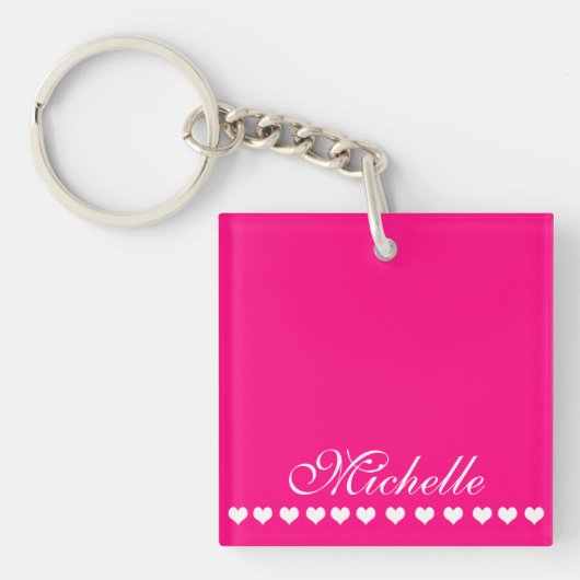 Elegant Monogram White hoort helder roze Sleutelhanger (Voorkant)