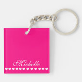 Elegant Monogram White hoort helder roze Sleutelhanger (Achterkant)