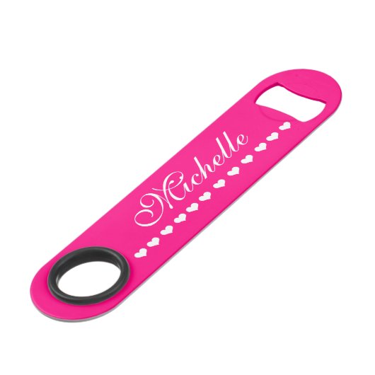 Elegant Monogram White hoort helder roze Speed Flessenopener (Achterkant Gekanteld)