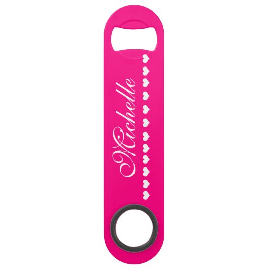 Elegant Monogram White hoort helder roze Speed Flessenopener (Voorkant)