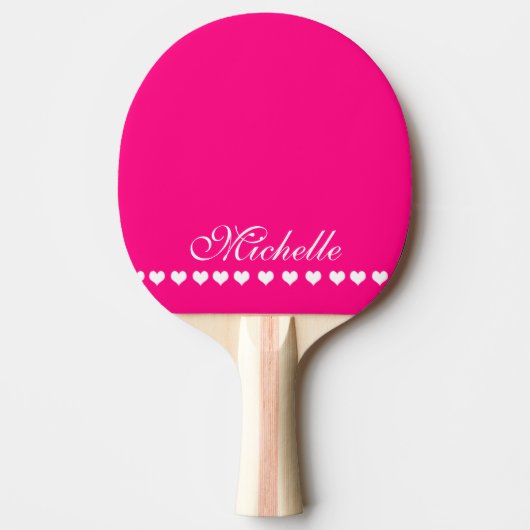Elegant Monogram White hoort helder roze Tafeltennisbatje (Voorkant)