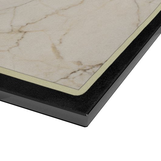 Elegant Monogram White Marble Ornament Gold Black Snijplank (Hoek)