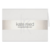 Elegant Monogram White Modern FAUX Silver Striped (Voorkant Horizontaal)