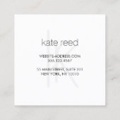 Elegant Monogram White Modern FAUX Silver Striped Vierkante Visitekaartje (Achterkant)