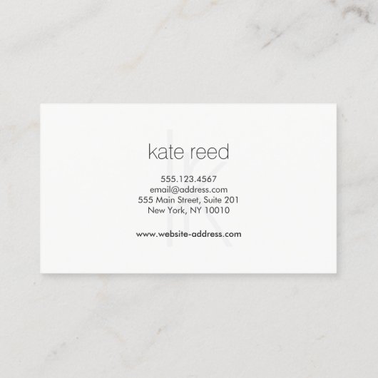 Elegant Monogram White Modern FAUX Silver Striped Visitekaartje (Achterkant)