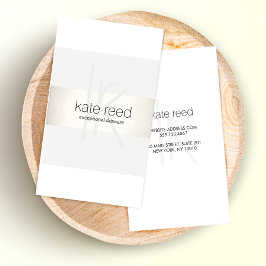 Elegant Monogram White Modern FAUX Silver Striped Visitekaartje