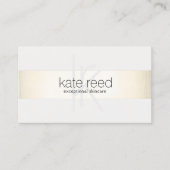 Elegant Monogram White Modern Gold Striped Visitekaartje (Voorkant)