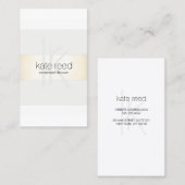 Elegant Monogram White Modern Gold Striped Visitekaartje (Voorkant / Achterkant)