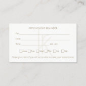 Elegant Monogram White Modern Seashell Benoeming Visitekaartje (Achterkant)