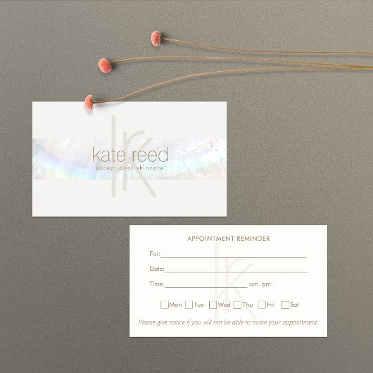 Elegant Monogram White Modern Seashell Benoeming Visitekaartje