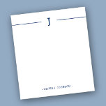 Elegant Monogram White Notitieblok<br><div class="desc">Voeg eenvoudig uw aangepaste monogram-initiaal en naam toe aan dit elegante marineblauw- en witte-blocnote.</div>