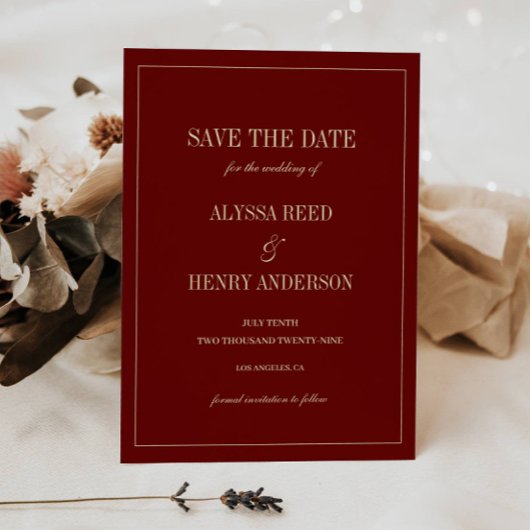 Elegant Monogram Wijn Rode Scriptie Bruiloft Save The Date