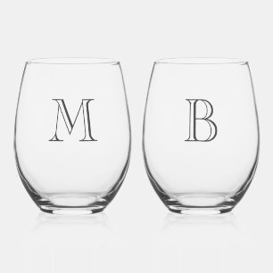 Elegant Monogram Wijnglas Set voor Koppels Zonder Voet