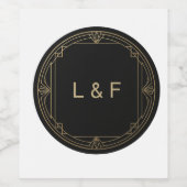 Elegant Monogram Wijnlabel – Zwarte & Gouden Thema Wijn Etiket (Enkel label)