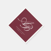 Elegant Monogram Wijnrood Bruiloft Servet (Hoek)