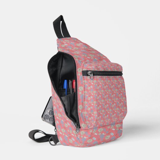 Elegant Monogram Wildflower Roze Sling Bag (Open)