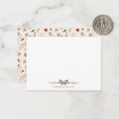Elegant Monogram Wildflower Waterverf Bloemen Notitiekaartje (Voorkant / Achterkant in situ)