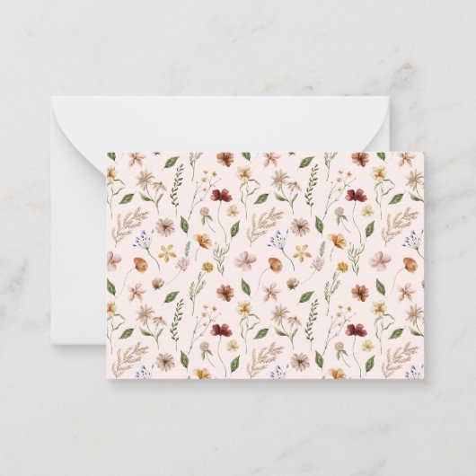 Elegant Monogram Wildflower Waterverf Bloemen Notitiekaartje (Achterkant)